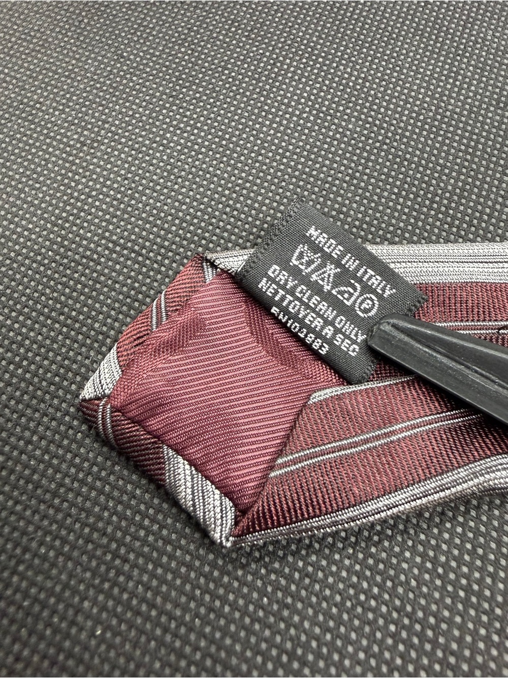 Dolce & Gabbana Italy Silk Tie Burgundy Gray Striped 59” x 3.5” - Picture 4 of 9